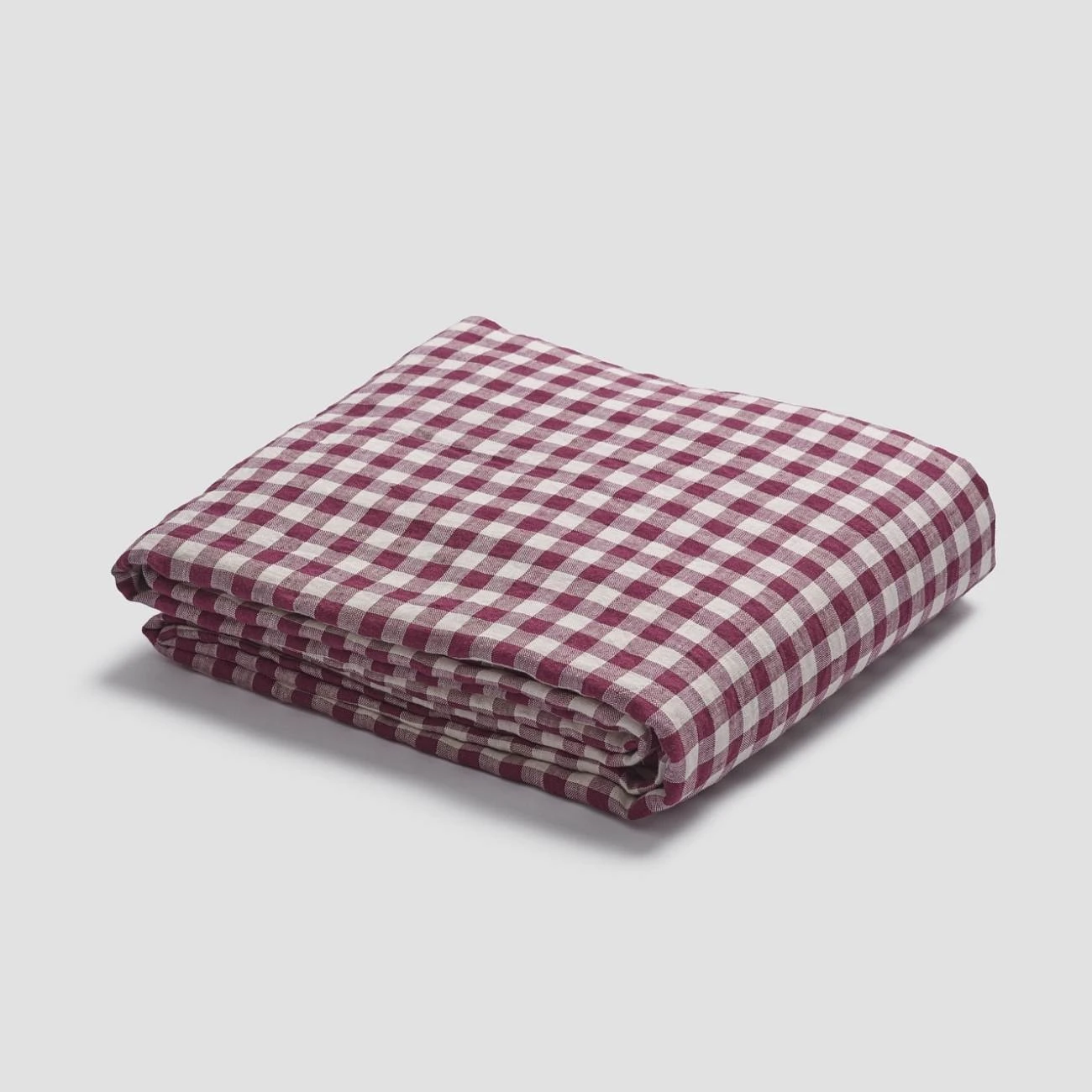Berry Gingham Linen Flat Sheet - Image 2