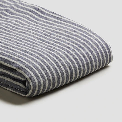 Midnight Stripe Linen Duvet Cover