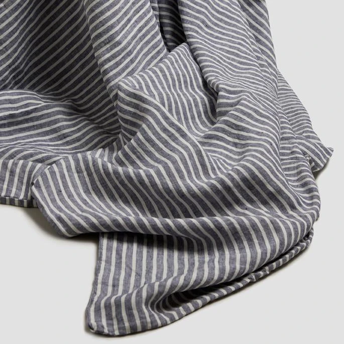 Midnight Stripe Linen Flat Sheet - Image 3
