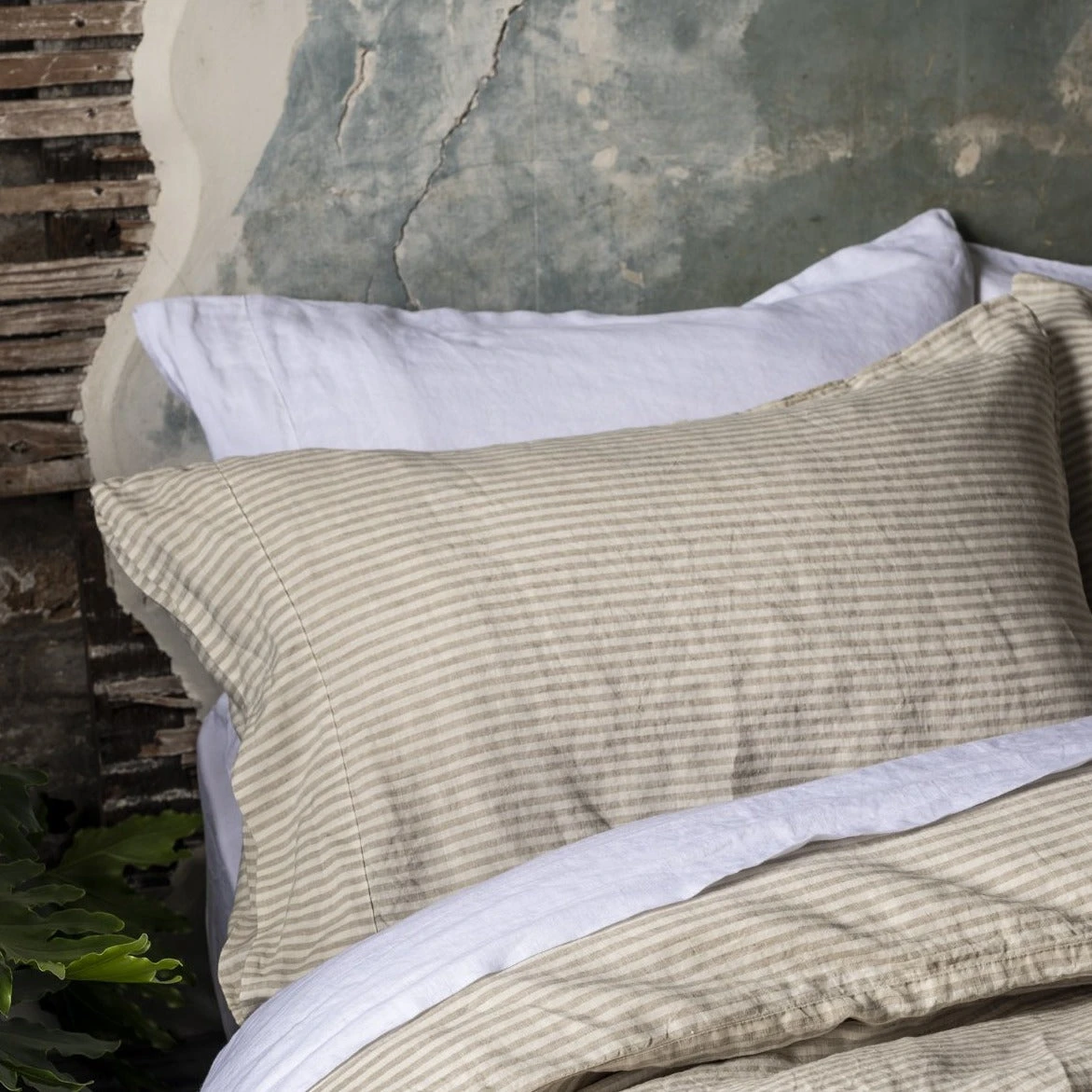 Oatmeal Stripe Linen Pillowcases (Pair) - Image 3