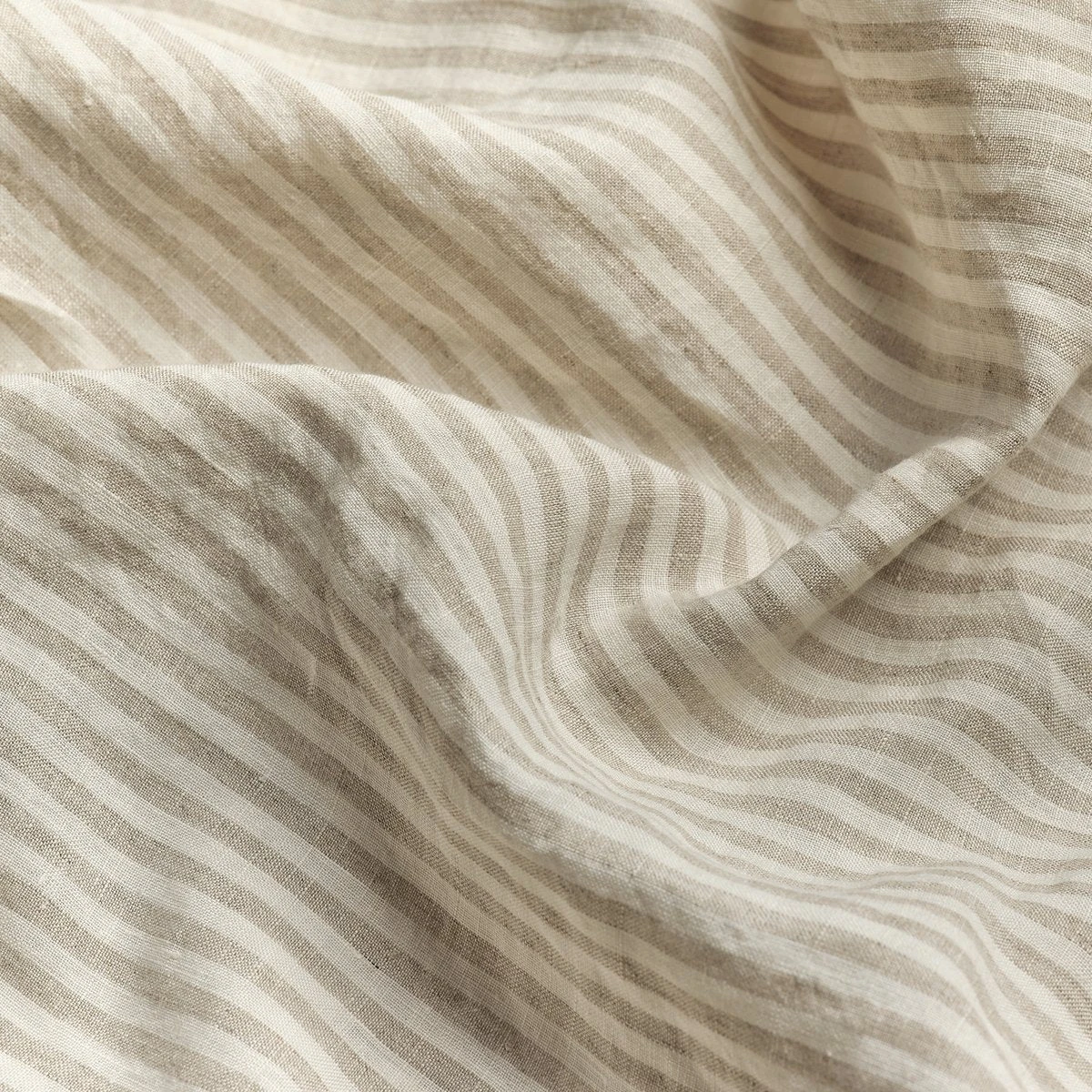 Oatmeal Stripe Linen Flat Sheet - Image 2