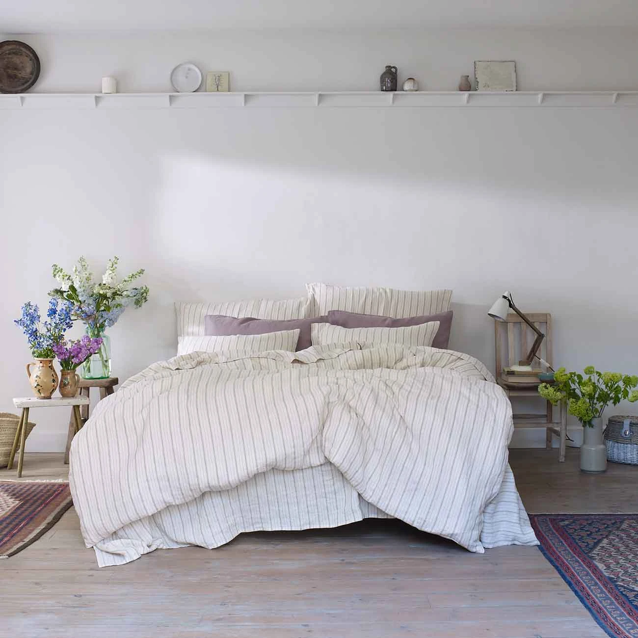 Pear Ticking Stripe Linen Duvet Cover