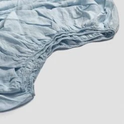 Lake Blue Linen Fitted Sheet