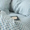 Warm Blue Gingham Linen Sheet Set