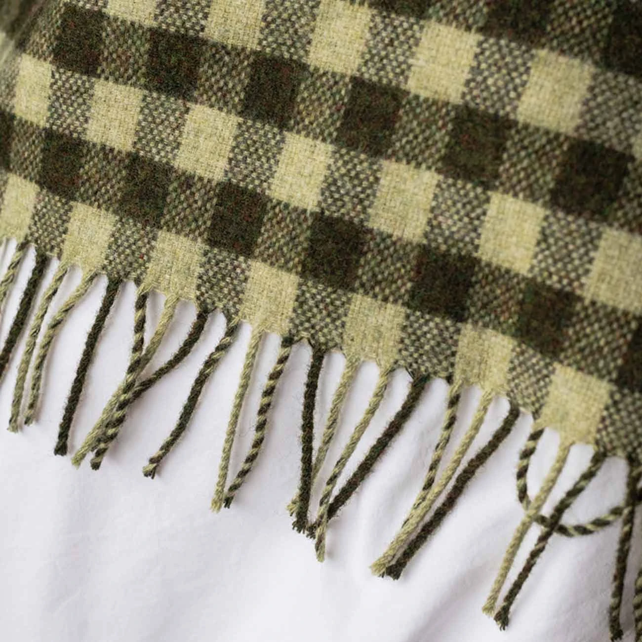Botanical Green Gingham Wool Blanket - Image 5