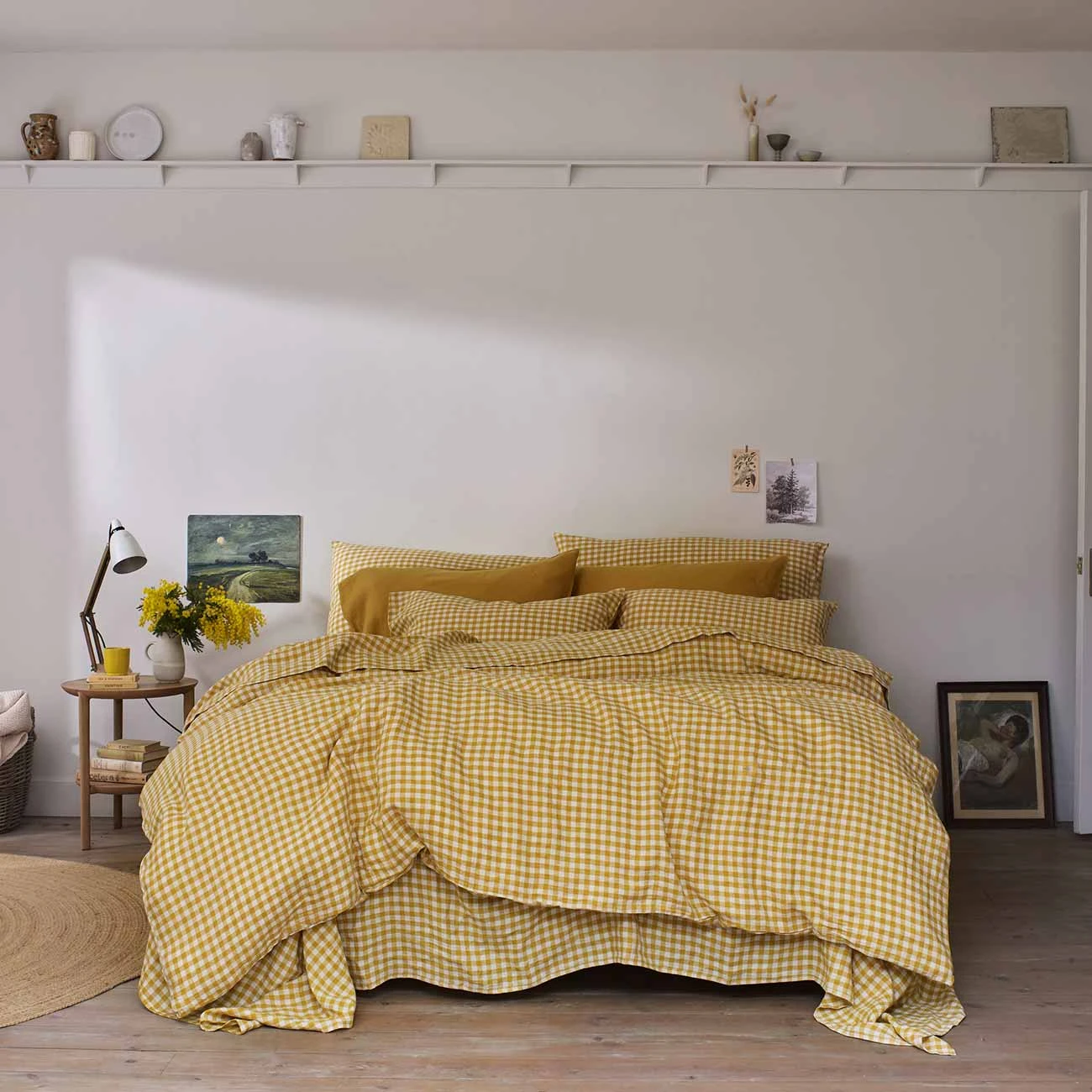 Honey Gingham Linen Fitted Sheet - Image 4
