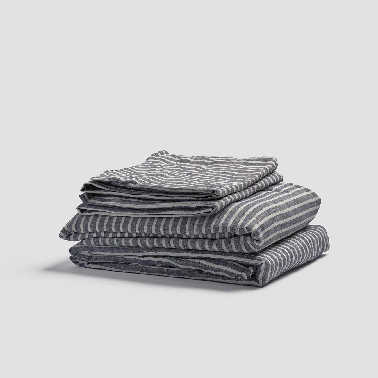 Midnight Stripe Linen Sheet Set