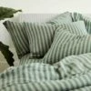 Pine Green Stripe Linen Pillowcases (Pair)