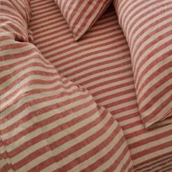 Sandstone Red Stripe Linen Fitted Sheet
