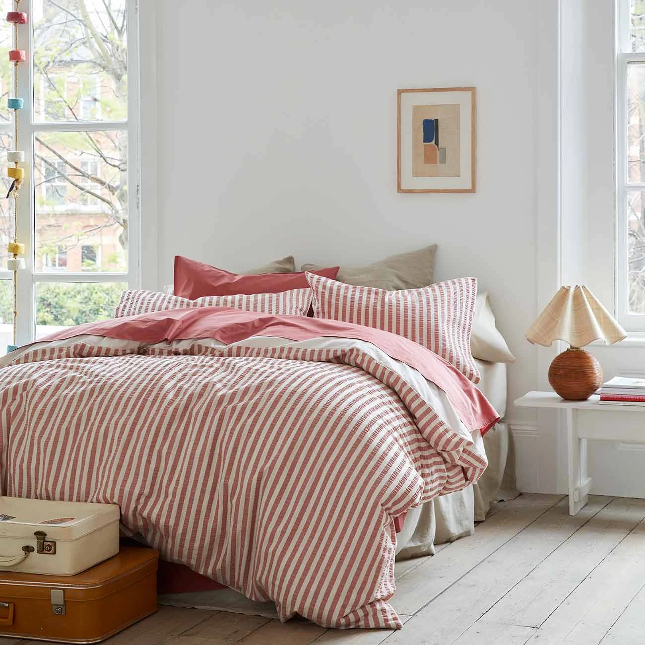 Desert Sand Seersucker Stripe Cotton Duvet Cover - Image 5