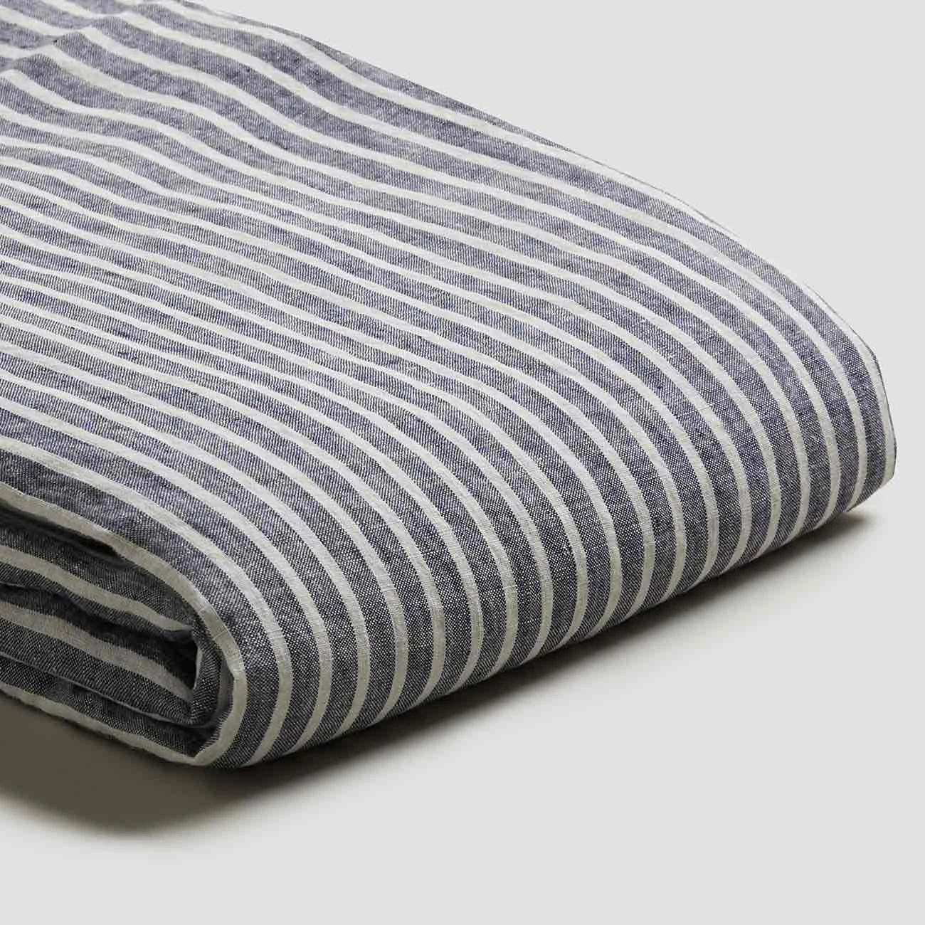 Midnight Stripe Linen Sheet Set - Image 3