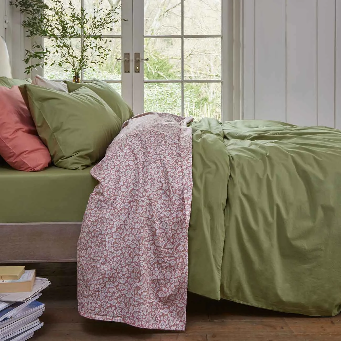 Red Dune Meadow Floral Printed Cotton Flat Sheet