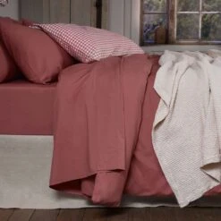 Red Dune Washed Cotton Percale Flat Sheet