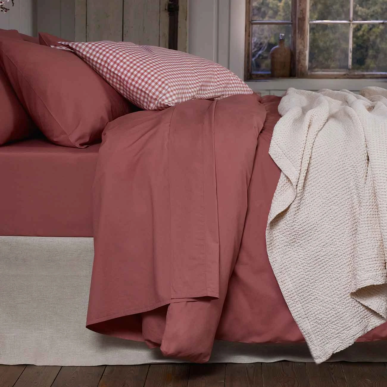 Red Dune Washed Cotton Percale Flat Sheet