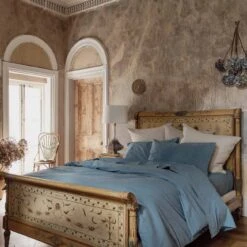 Cove Blue Washed Percale Cotton Sheet Set