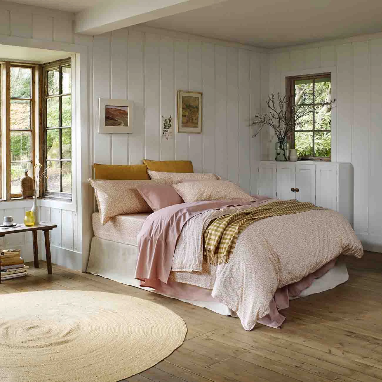 Butterscotch Meadow Floral Printed Cotton Duvet Cover