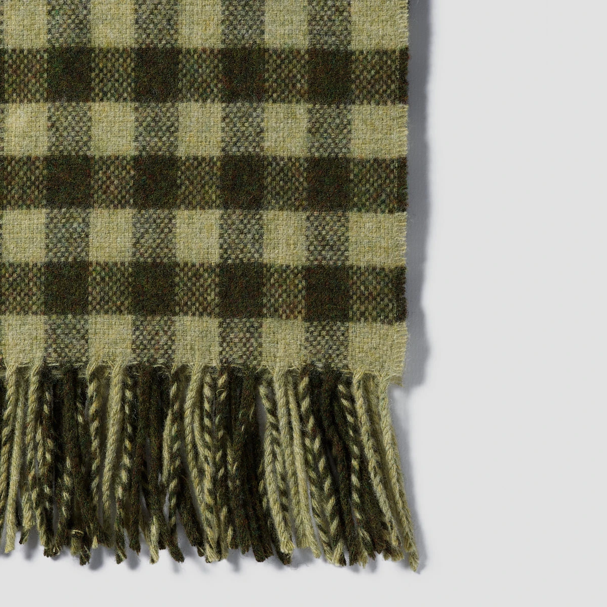 Botanical Green Gingham Wool Blanket - Image 2