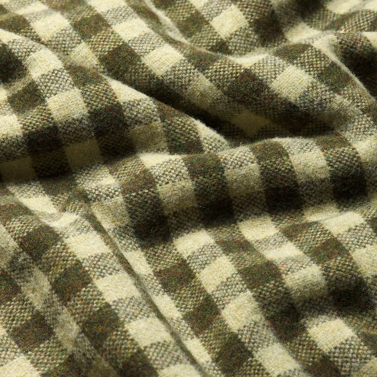 Botanical Green Gingham Wool Blanket - Image 3