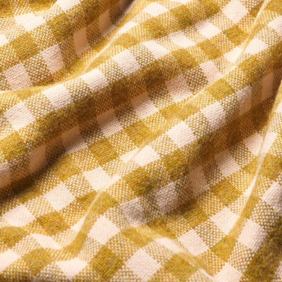 Ochre Gingham Wool Blanket - Image 4