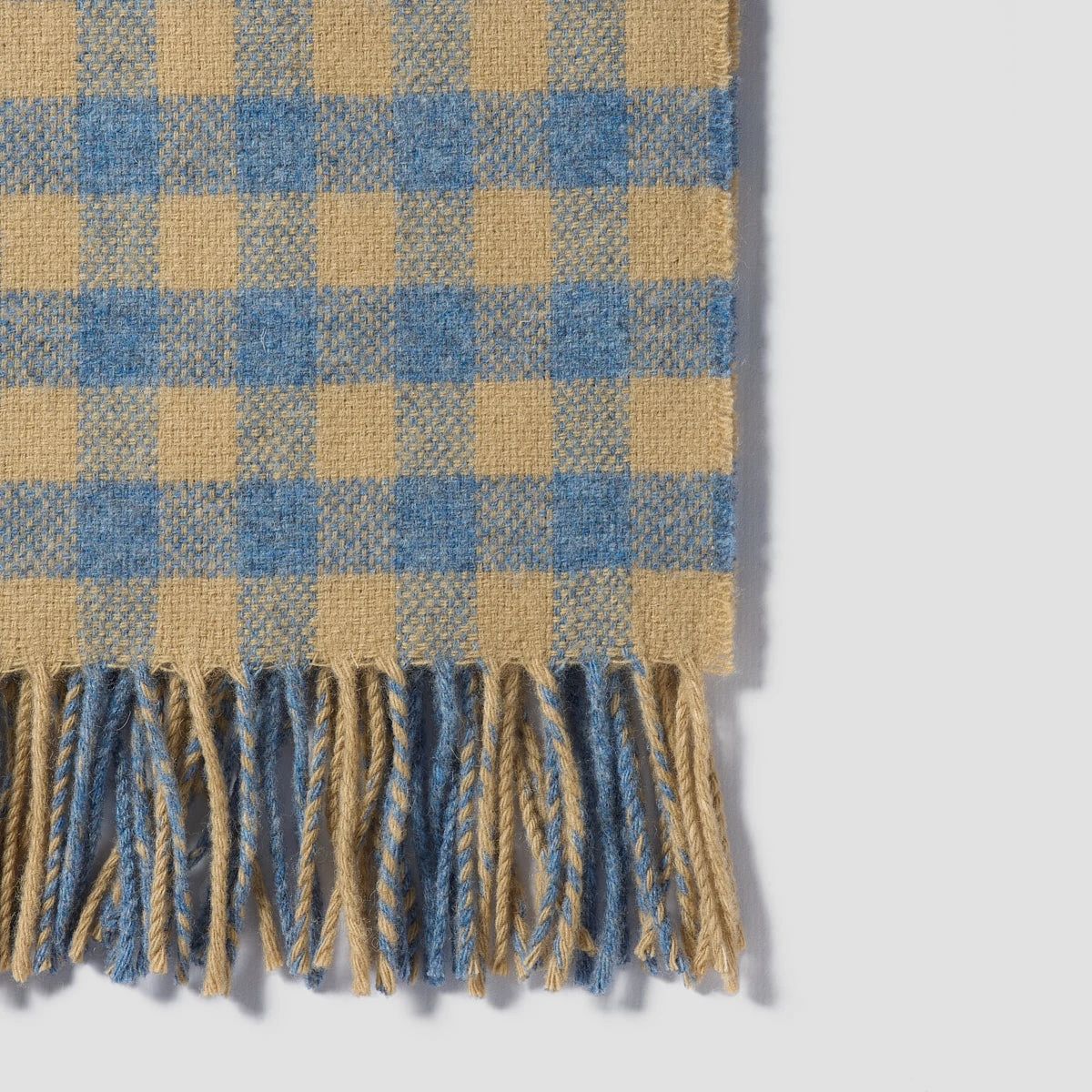 Warm Blue Gingham Wool Blanket - Image 3