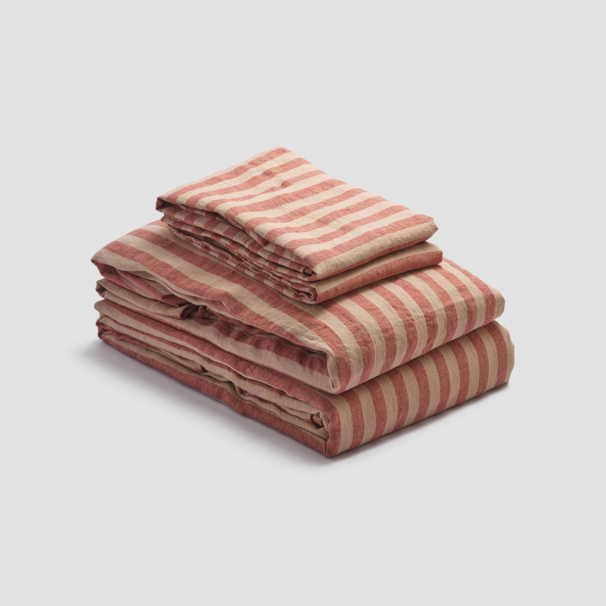 Sandstone Red Pembroke Stripe Linen Sheet Set - Image 3