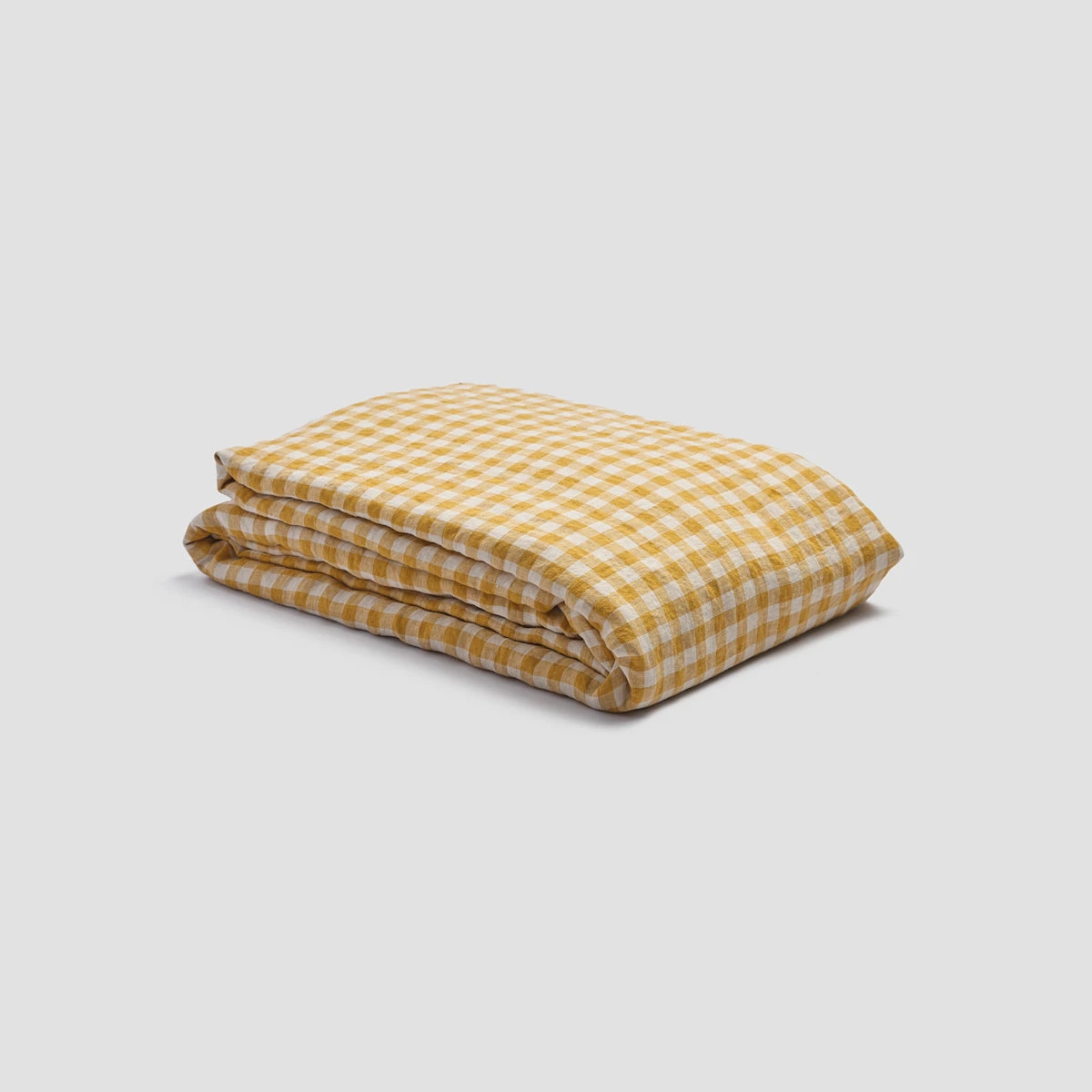 Honey Gingham Linen Duvet Cover - Image 2