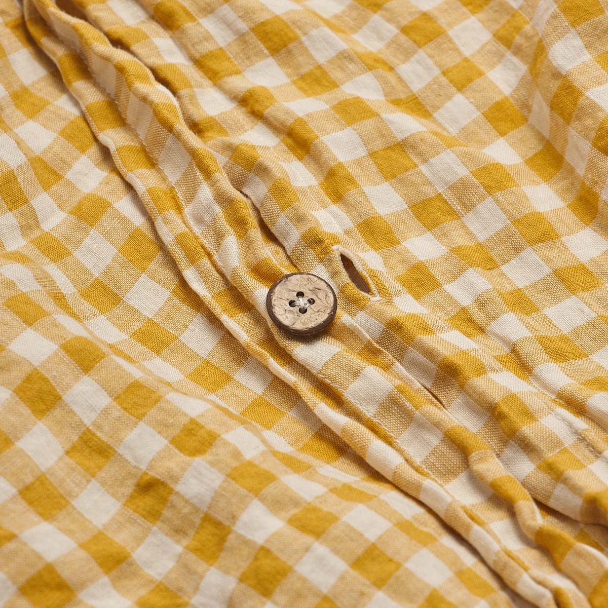 Honey Gingham Linen Duvet Cover - Image 3