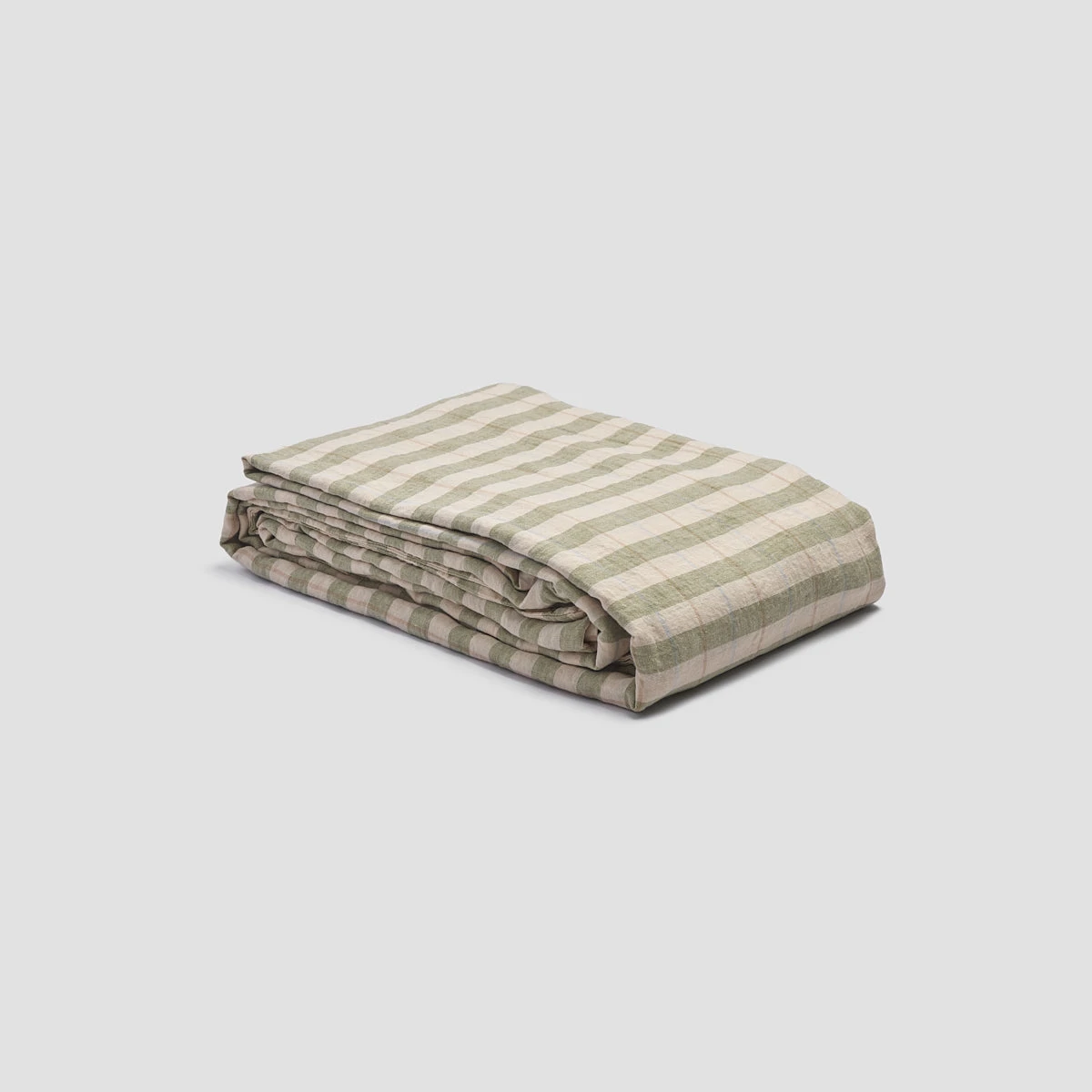 Pear Check Stripe Linen Duvet Cover - Image 2