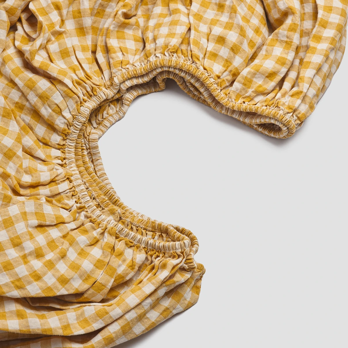 Honey Gingham Linen Fitted Sheet