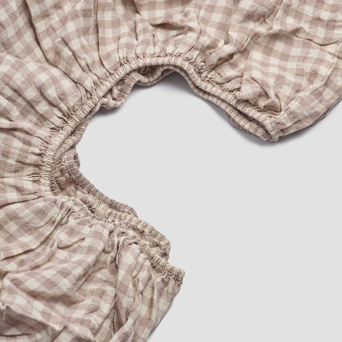 Mushroom Gingham Linen Sheet Set - Image 4