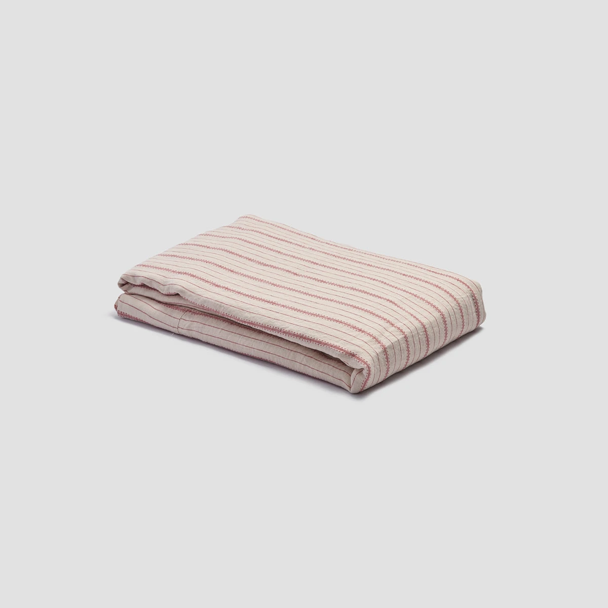 Mineral Red Ticking Stripe Linen Flat Sheet - Image 3