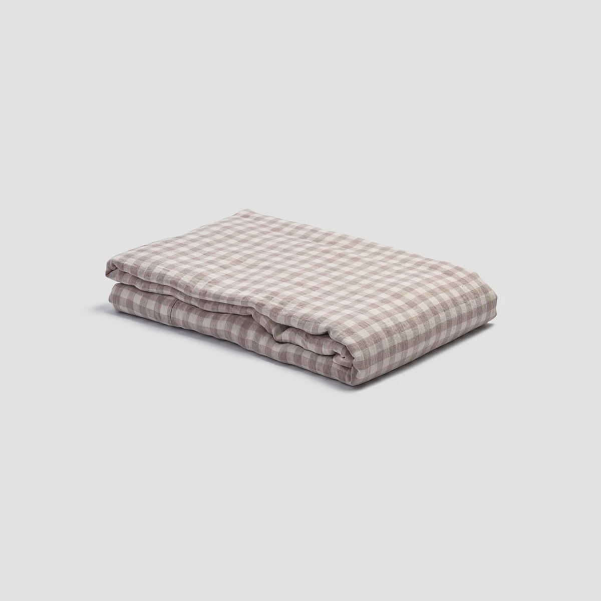 Mushroom Gingham Linen Flat Sheet - Image 3