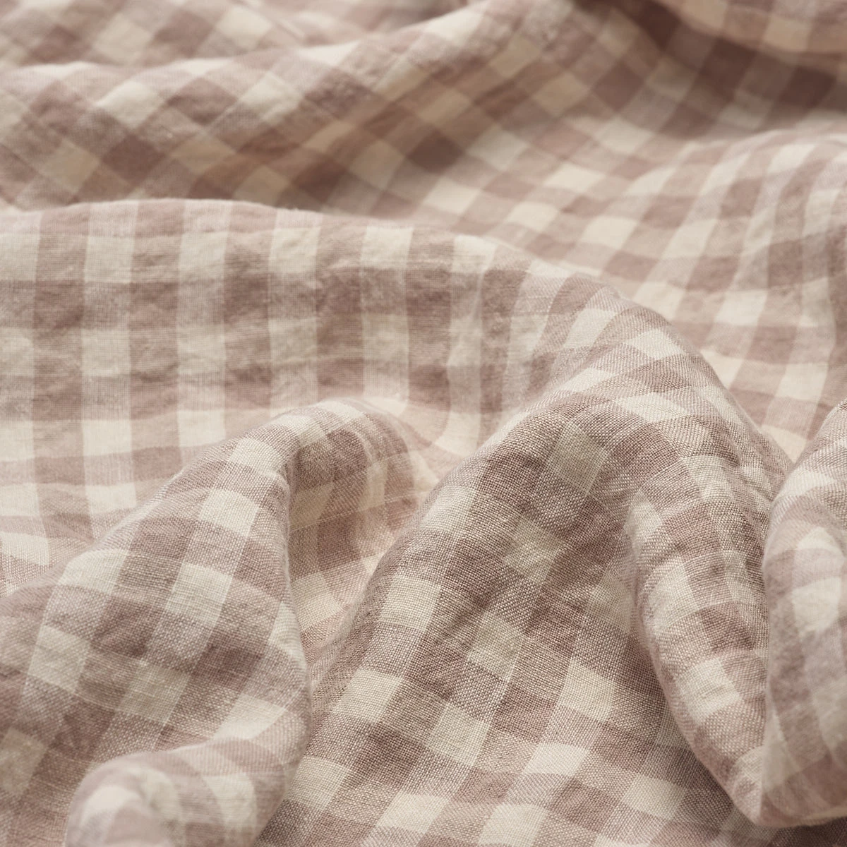 Mushroom Gingham Linen Sheet Set - Image 2