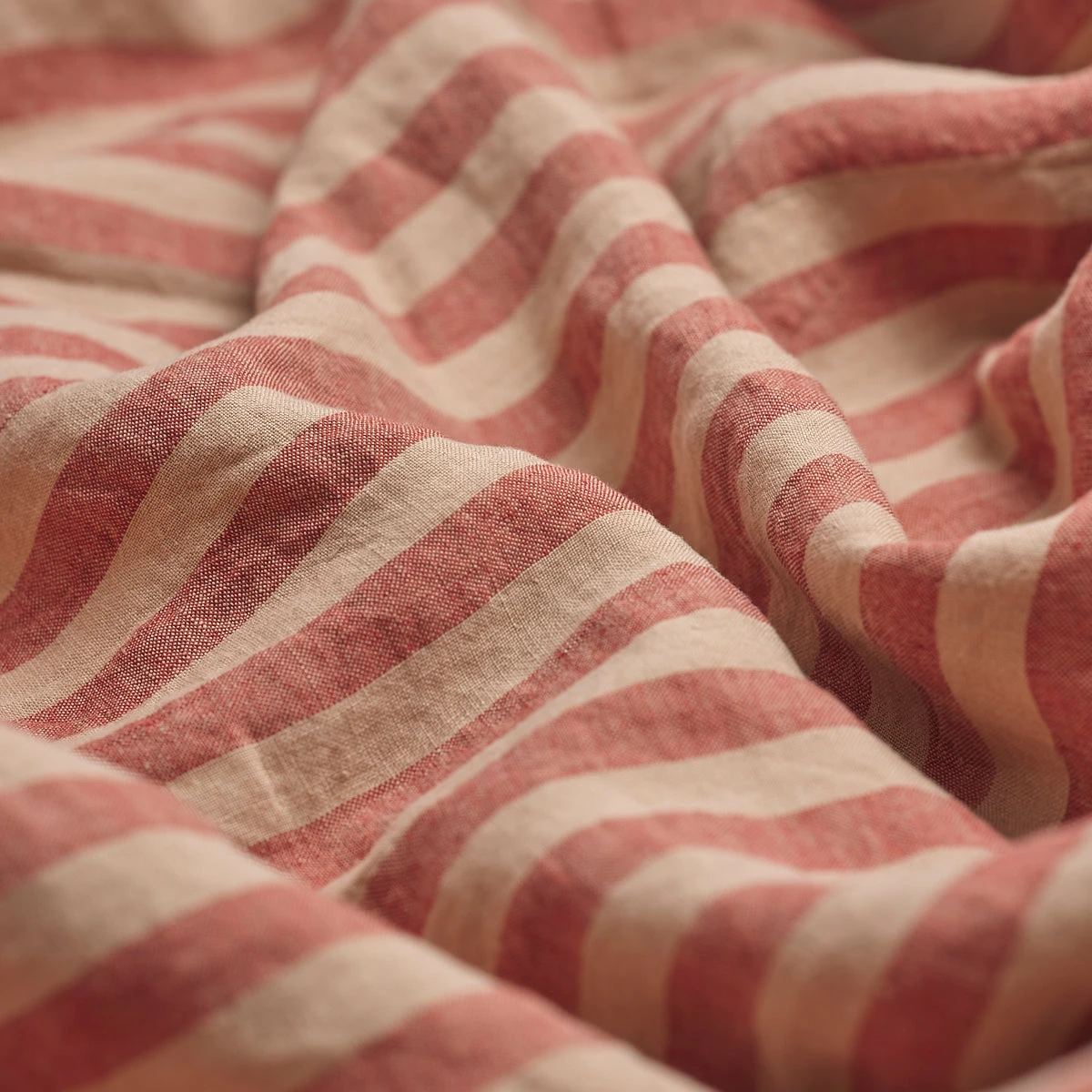 Sandstone Red Stripe Linen Flat Sheet - Image 2