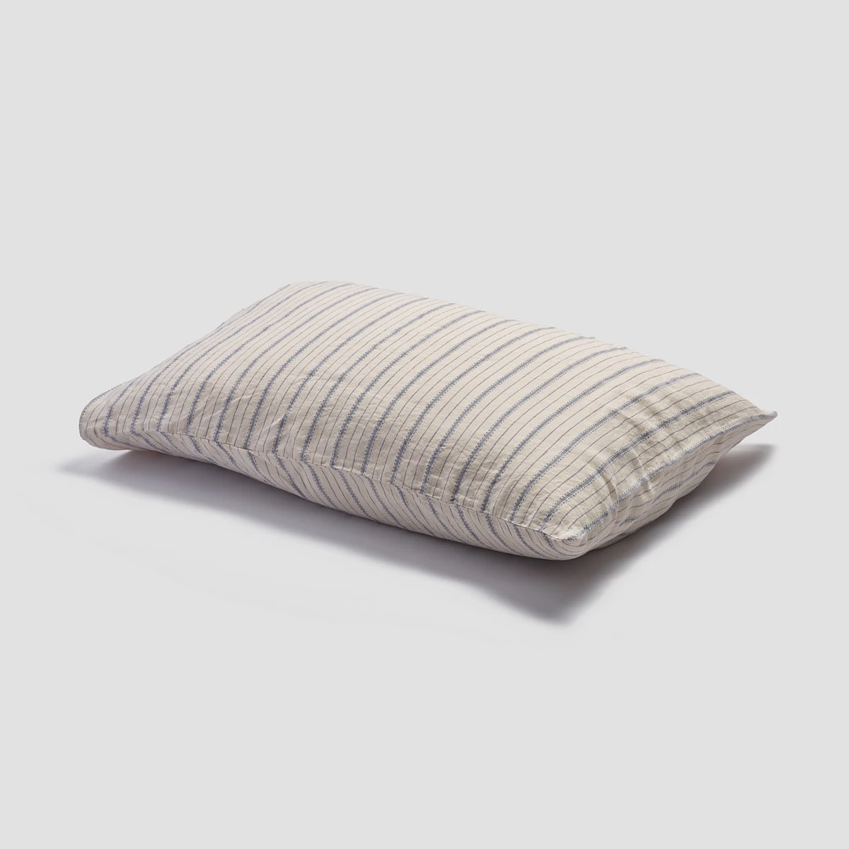 Dusk Blue Ticking Stripe Linen Pillowcase (Pairs) - Image 3