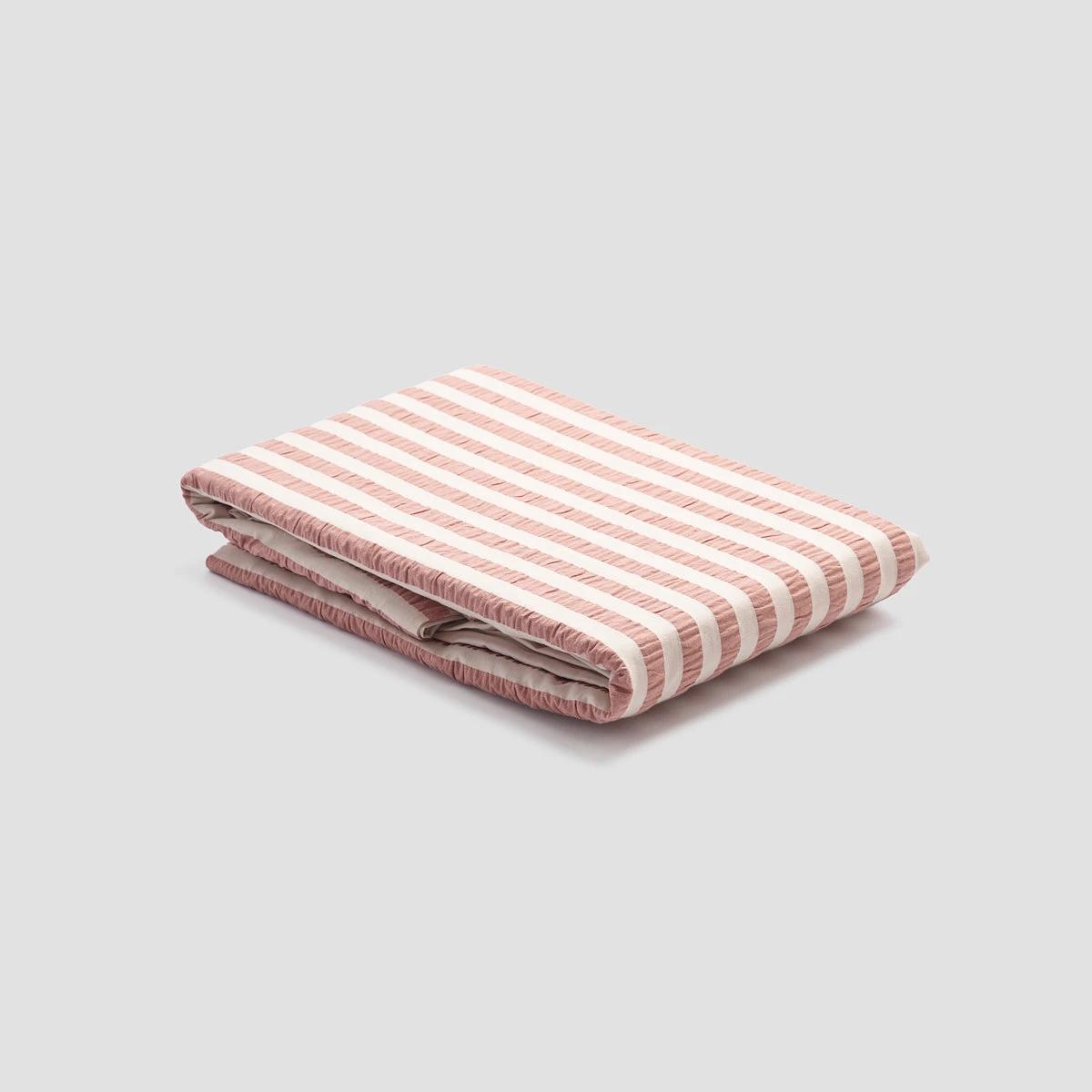 Desert Sand Seersucker Stripe Cotton Duvet Cover - Image 3