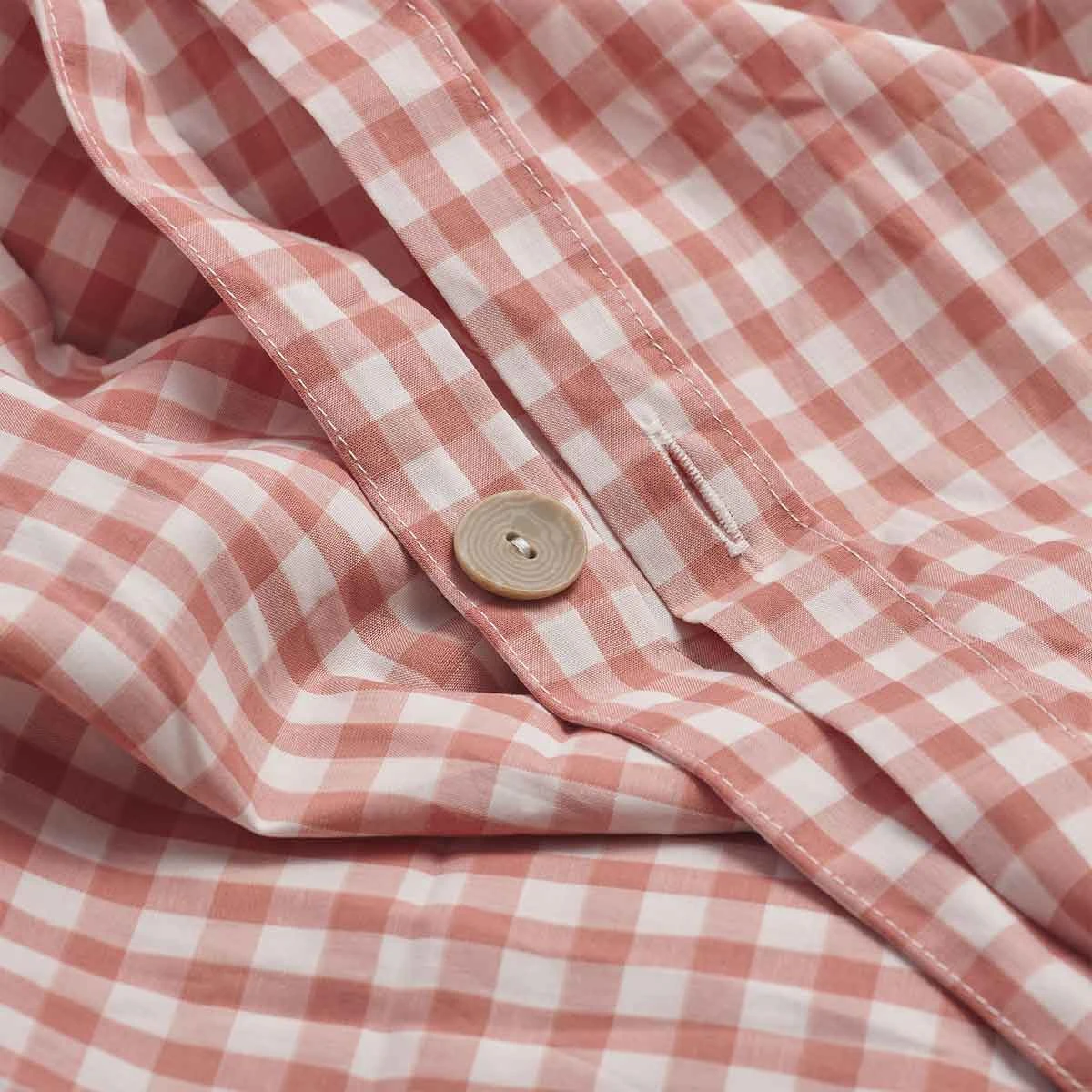 Red Dune Small Gingham Cotton Duvet Cover - Image 3