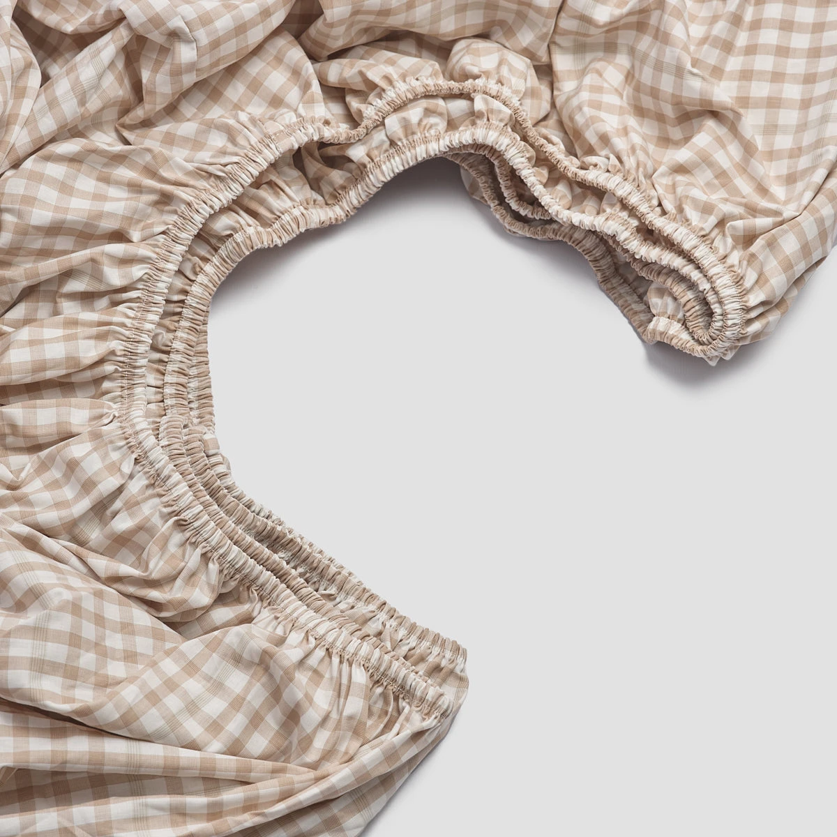 Cafe Au Lait Small Gingham Cotton Sheet Set - Image 3