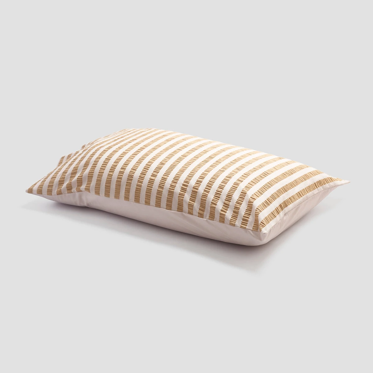 Ochre Seersucker Stripe Cotton Pillowcases (Pair) - Image 2